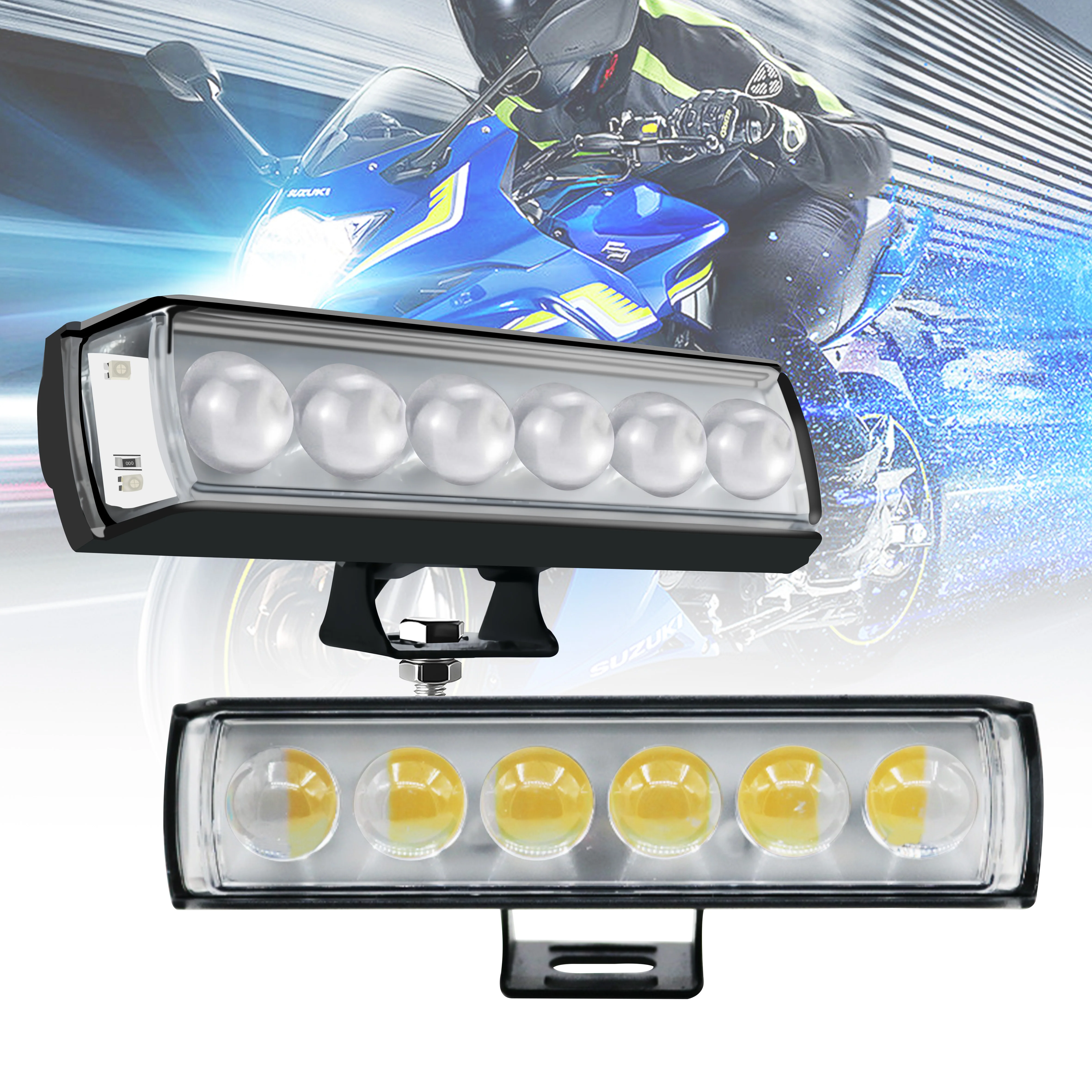 

Phantom Multi-color Motorcycle Spotlight LED Headlights With Six Eyes, High And Low Beam Waterproof