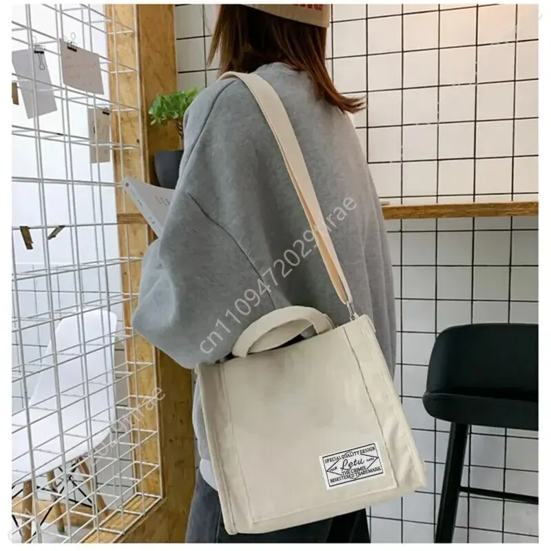Tas Bahu Rilibegan untuk Wanita Tas Kapasitas Besar Portabel Korduroi Sederhana Gaya Baru Tas Tangan Persegi Kecil Tren Fashion