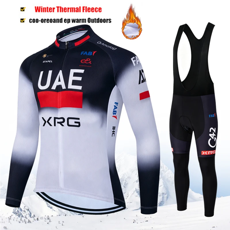 2027 2027 UAE Winter Long Sleeve Thermal Fleece Cycling Jersey Set Bib Pants Ropa Ciclismo Bicycle Clothing MTB Bike Jersey Uniform - Aliexpress Deal