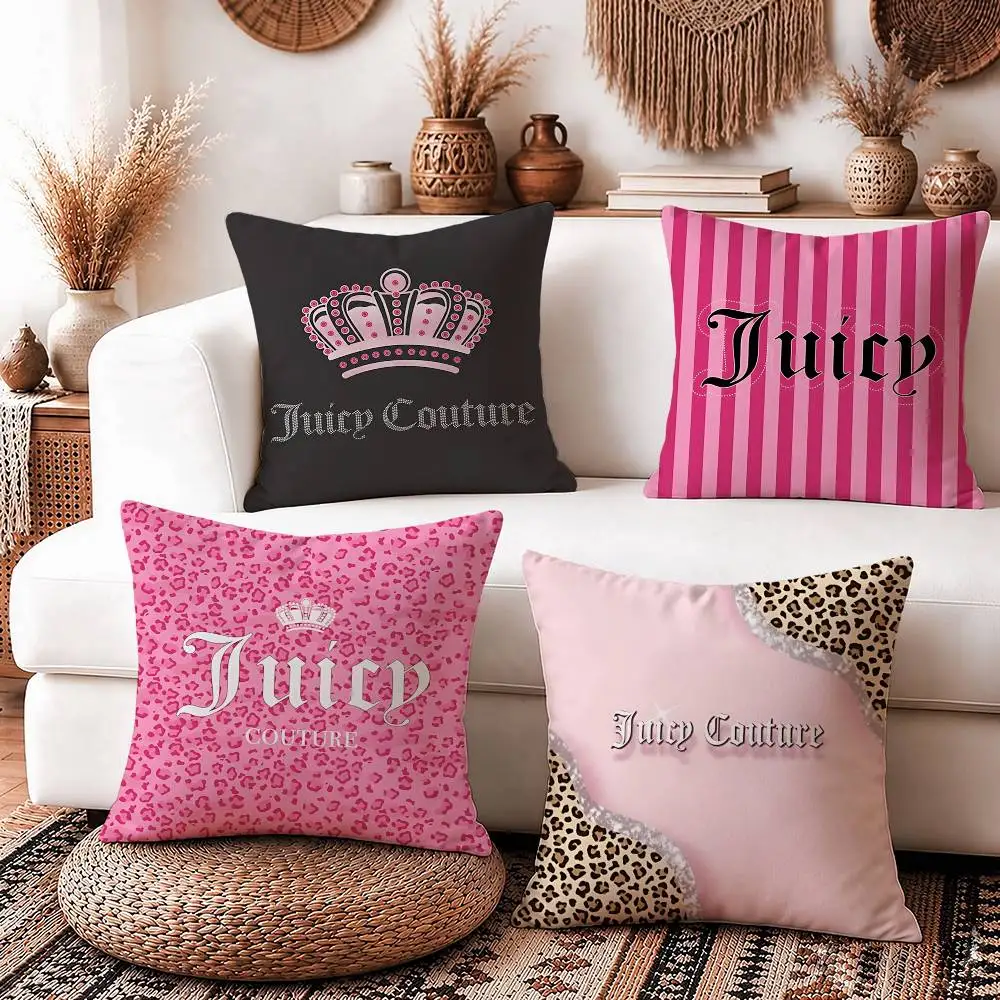 Y2K-Fashion J-Juicy C-Couture-e Square Sofa Pillow Cover Solid Color Living Room Home Decor Cushion Case