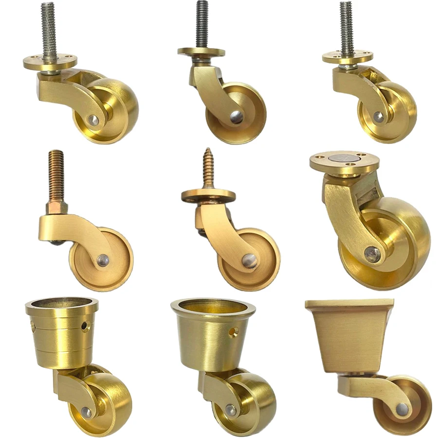 

4PCS 1.25'' Heavy Brass Wheel Universal Furniture Castors Table Chair Sofa Couch Piano Feet Leg Furniture Rollers Swivel Casters