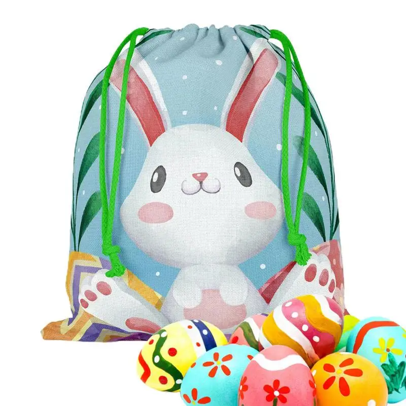 

Easter Drawstrings Bag Goodie Candy Bags Bunny Hunt Bag Reusable Jewelry Cloth Pouch Rustic Easter Goodie Bags For Birthday Part