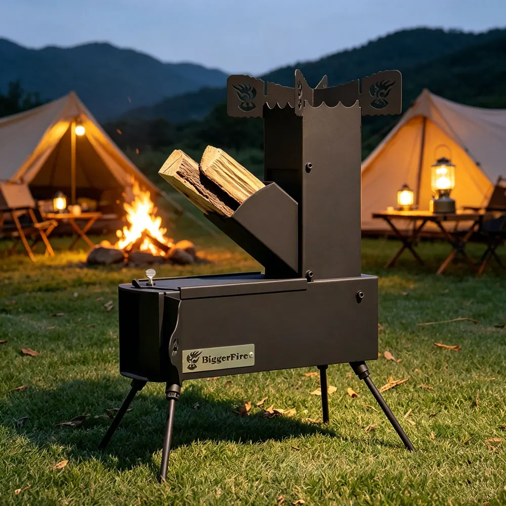 

Rocket Stove for Cooking Portable Wood Burning Wood Fire Camping Backyard Cooking Outdoor Events BBQ Comes with Storage Bag