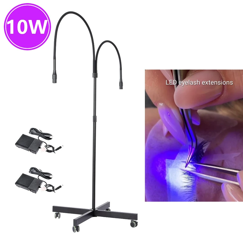 Upgrade doppel licht wimpern verlängerung werkzeug LED UV kleber aushärtung ultraviolett lampe wimpern verlängerung lampe 5W10W boden uv lampe 395nm