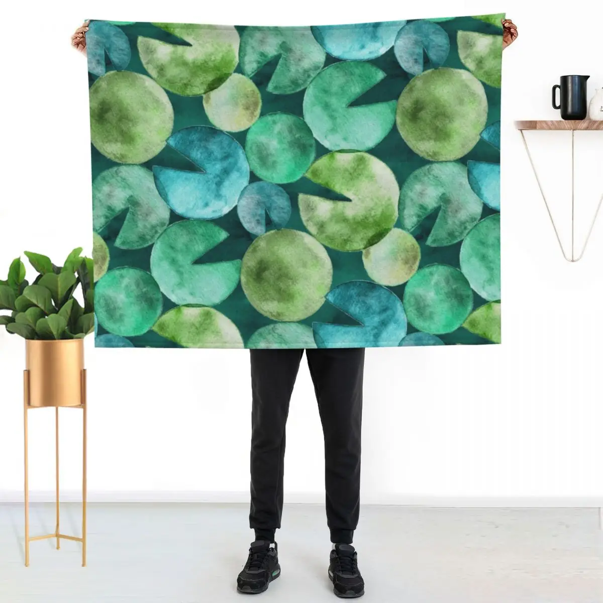Watercolor Lily Pads Throw Blanket Luxury Designer for winter Winter beds Decorative Beds Blankets