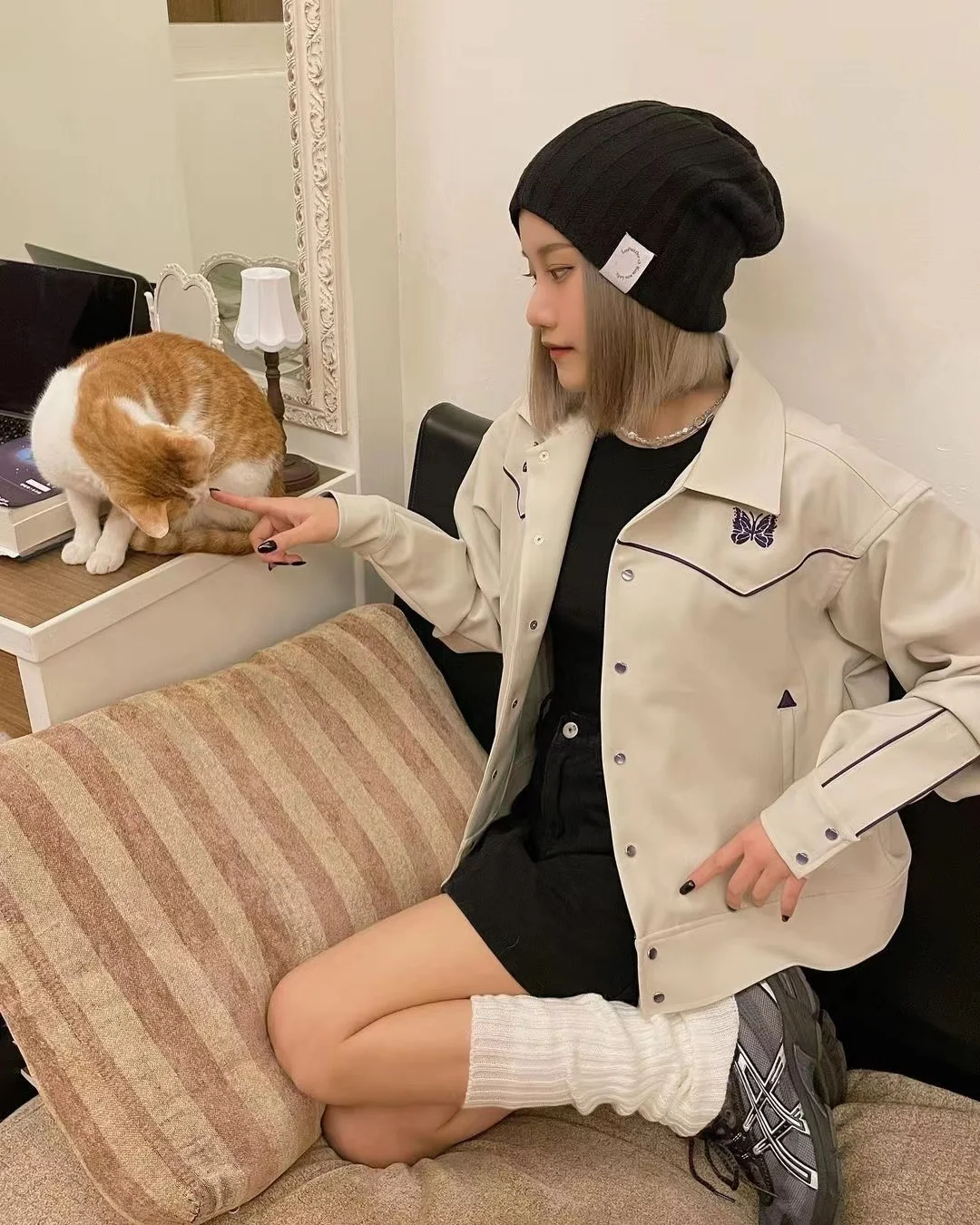 

Embroidery Casual irt Men's Women's Faion Outerwear Jaet Coat ket Design Autumn Winter Seasonal Loose Fit ...