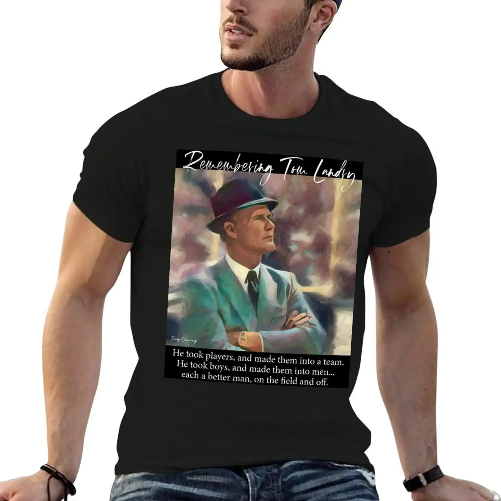 Tom Landry Tribute T-Shirt Aesthetic clothing vintage t shirts anime clothes mens big and tall t shirts