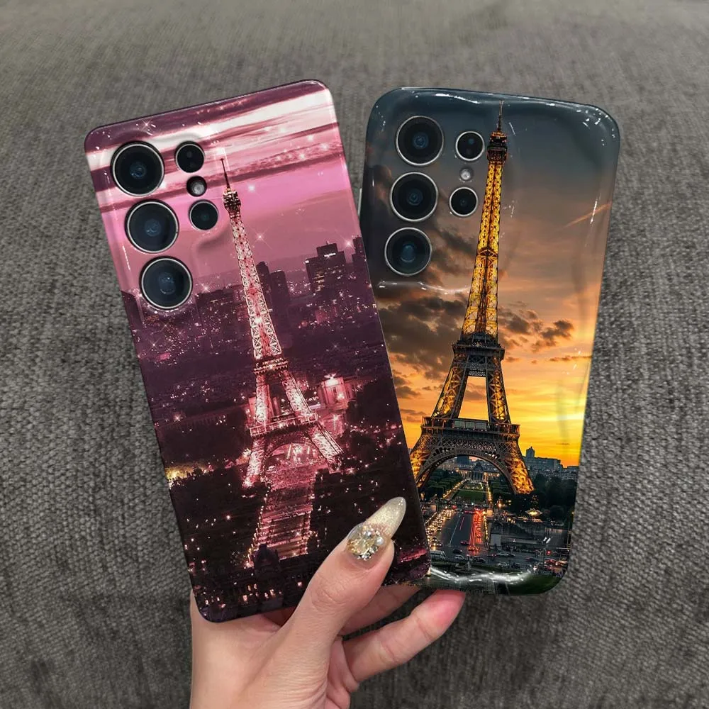 Funda para Teléfono Samsung Galaxy S26 S25 S24 S23 S22 FE Plus Ultra con Diseño de la Torre Eiffel de París, Funda Protectora con Diseño de Olas