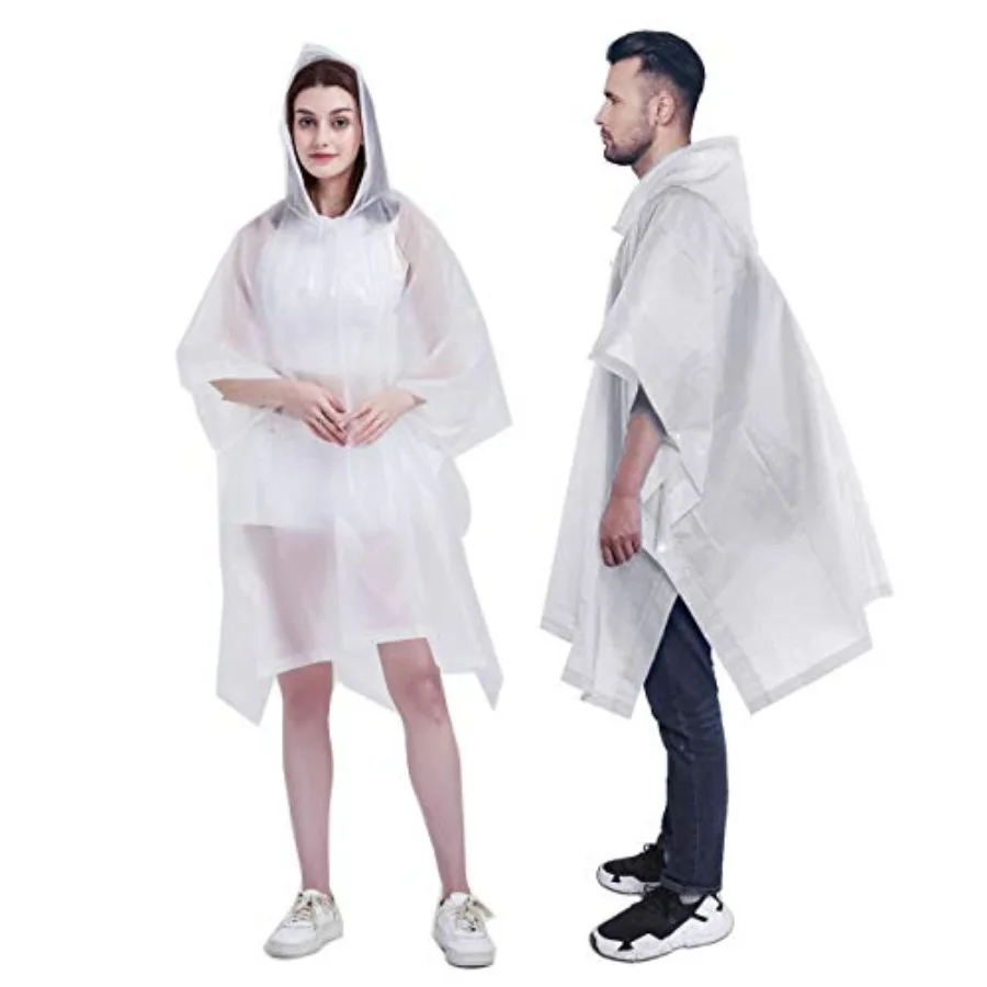 

Rain Ponchos for Adults, [Pack of 2] Portable EVA Rain Coat Rain Jacket Reusable Raincoats with Drawstring Hood