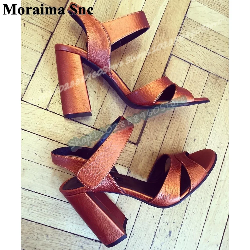 ريترو ستايل صنادل جلدية بنية عادية أحذية عالية الكعب مكتنزة للنساء اللمس السحابة اللمحة تو تتجه Zapatos Para Mujer #1