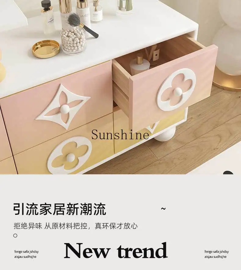 Creme Wind Schmink tisch integriert allmähliche Änderung Farbe Lagers chrank versenkbare Haupt schlafzimmer Schmink tisch