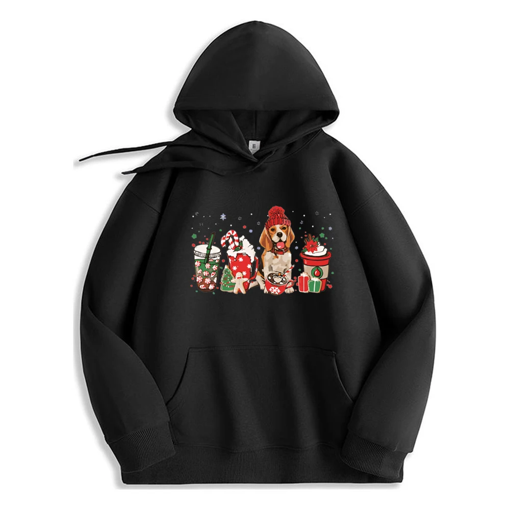

Beagle Dog Lover Merry Christmas Hoodie Graphic Polyester Fiber Tops Fashionable And Trendy Sweatshirt
