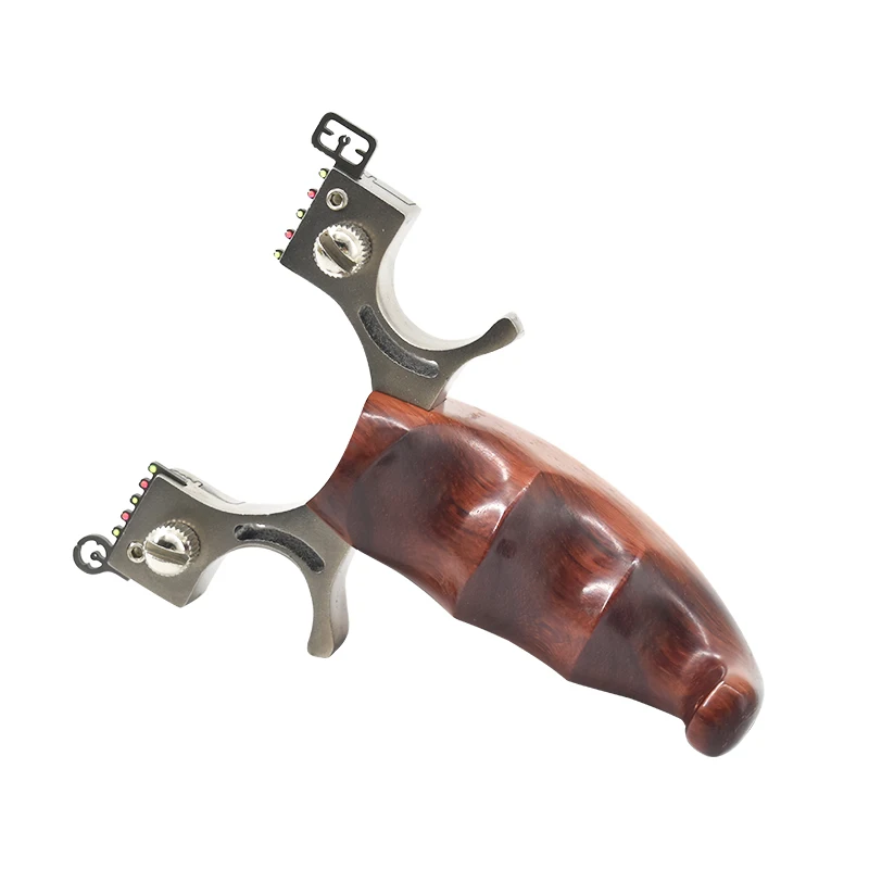 Stainless Steel Slingshot Solid Wood Grip Novice Auxiliary Aiming Slingshot Adult Shooting Toys Outdoor Hunting Tools