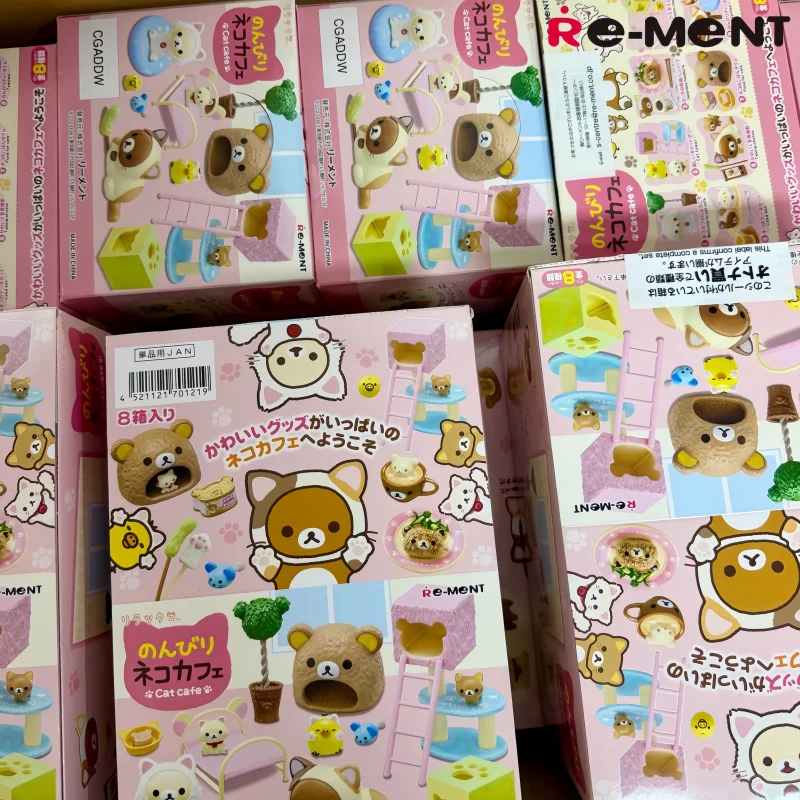 

Новая оригинальная коллекционная фигурка Re-Ment 2026: серия Rilakkuma Nonbiri Neko Cat Cafe, миниатюрная сцена-украшение, подарок на день рождения