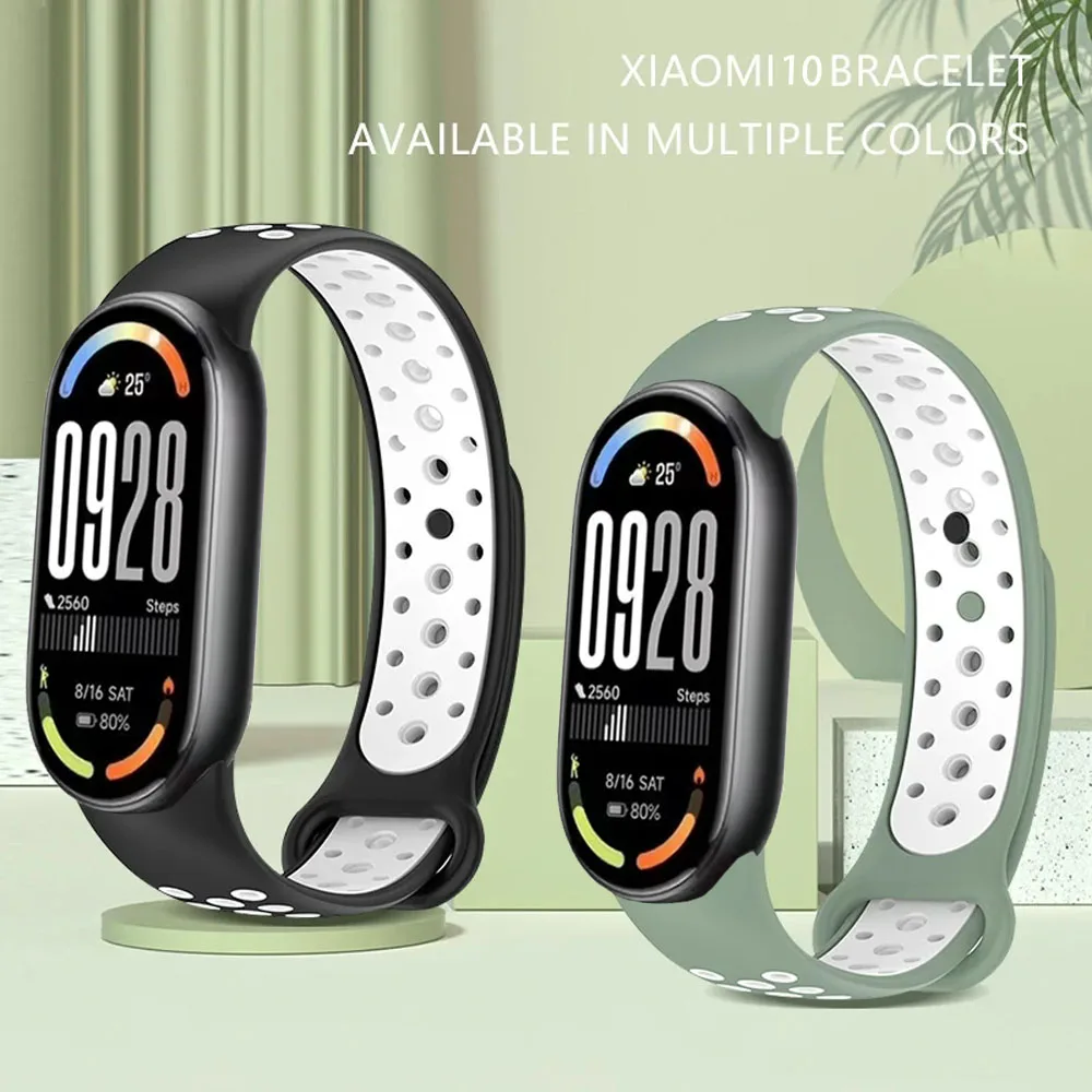 Силиконовый ремешок для Xiaomi Mi Band 10 9, мягкие спортивные часы Smatr, дышащий браслет-браслет для Mi Band 9 8, сменный ремешок
