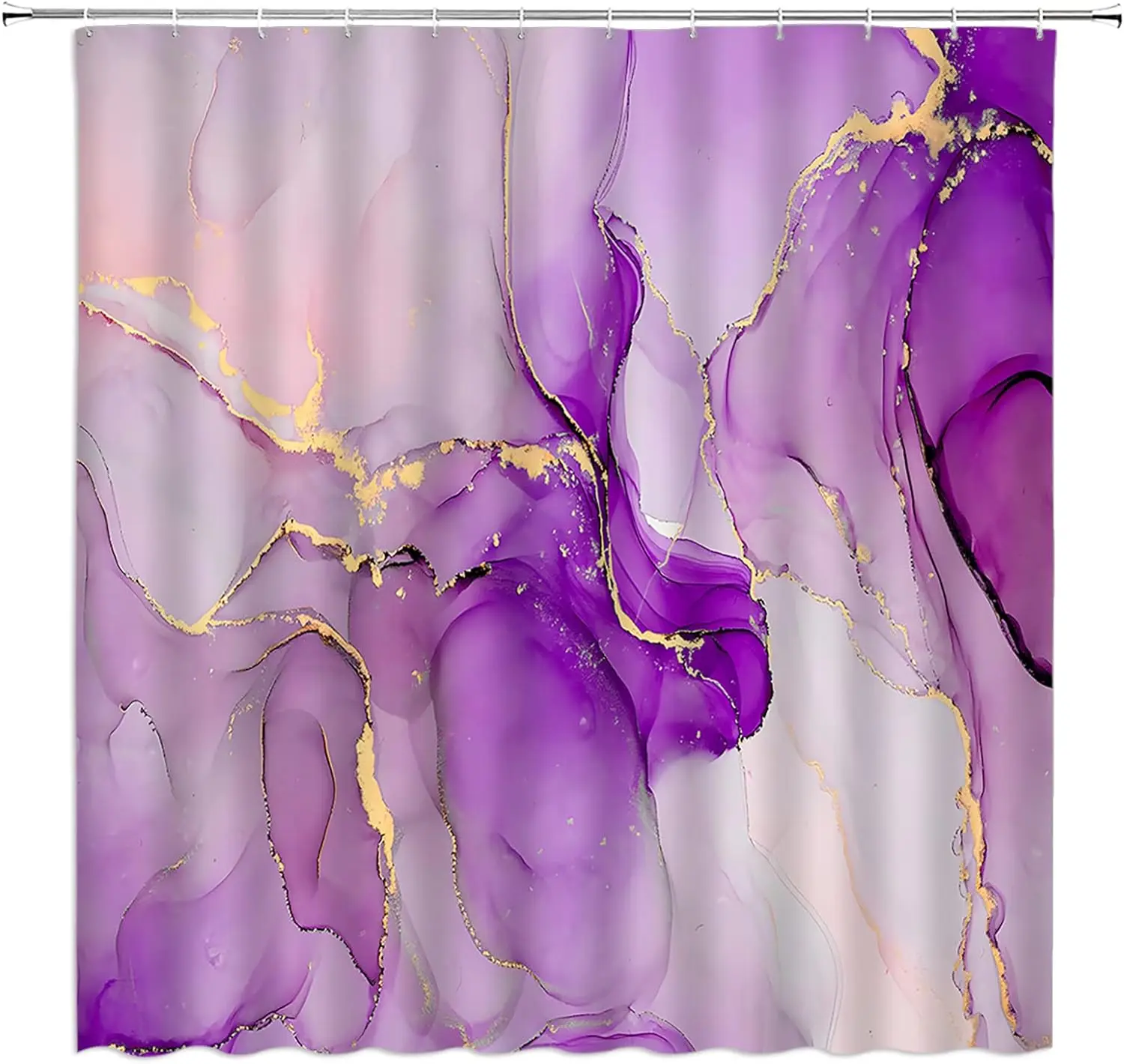 

Purple Marble Shower Curtain Blue Gold abstract Crack Texture Color Bathroom Printed Fabric Shower Curtain Bathtub Home Decor