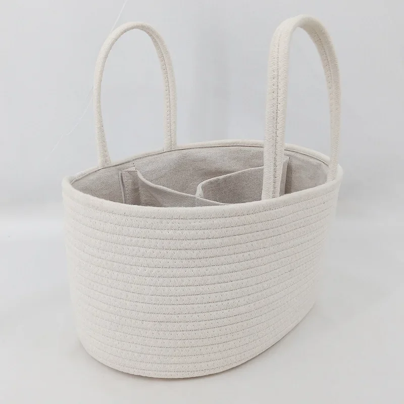 Baby Storage Nursery Organizer Travel Out Portable Mommy Bag Cotton Rope Diaper Bag Storage Bag Baby Diaper Storage Basket