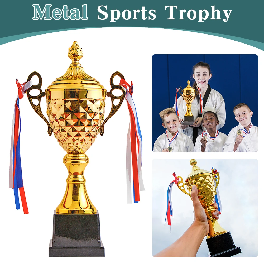 Gold Trophy Cup Height 33cm Competition Trophy Metal Sports Trophy Winner Trophies Award Trophy for Winner Kids and Adults