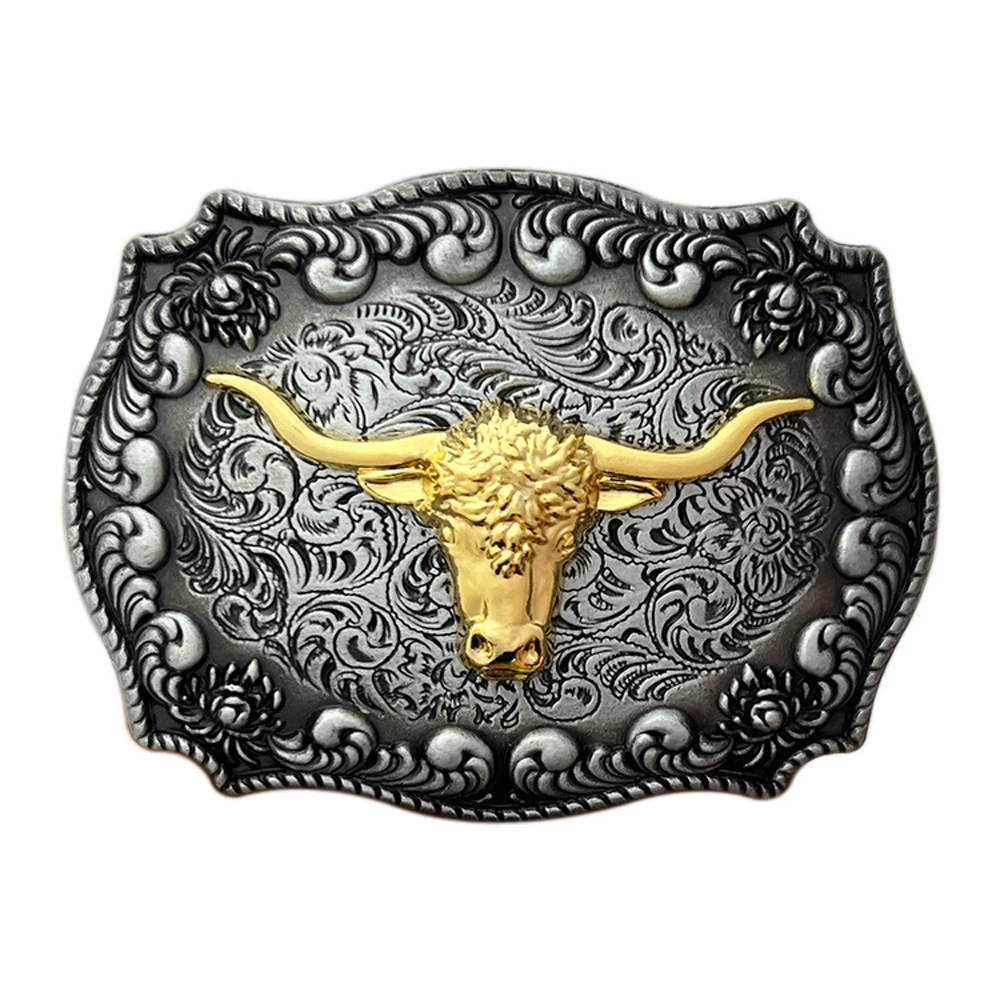 Master Recommendatory Zinc Alloy Metal Western Cowboys Golden OX Head Men Belt Buckles Dropshipping