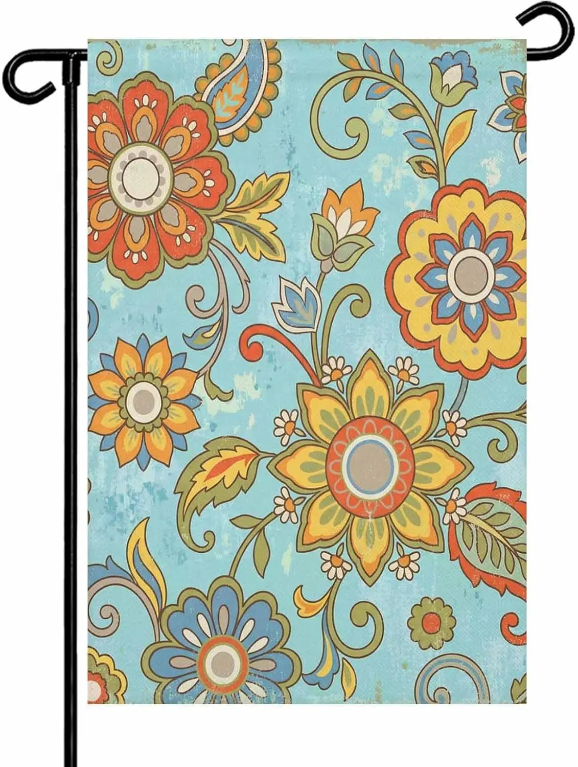 Turquoise Boho Floral Garden Flags 12x18 Double Sided Outside Decoration Vintage Abstract Art Ethnic Flowers Decorative Welc ZZM