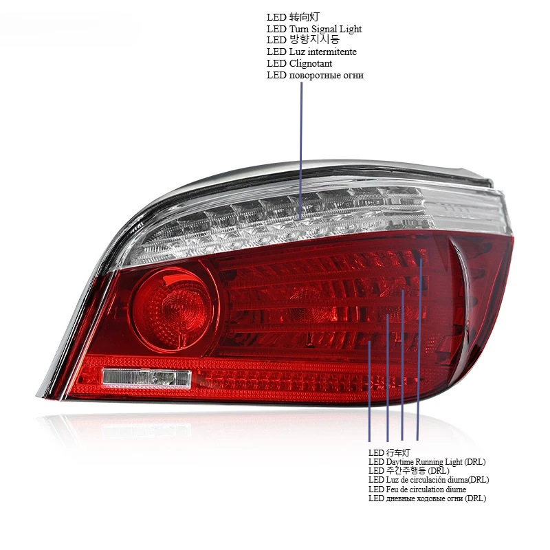 سيارة LED أضواء خلفية لسيارات BMW E60 الضوء الخلفي 2004-2007 2008-2010 520i 523i 525i 530i 550i 545i الخلفية الضباب الفرامل بدوره مصباح إشارة #2