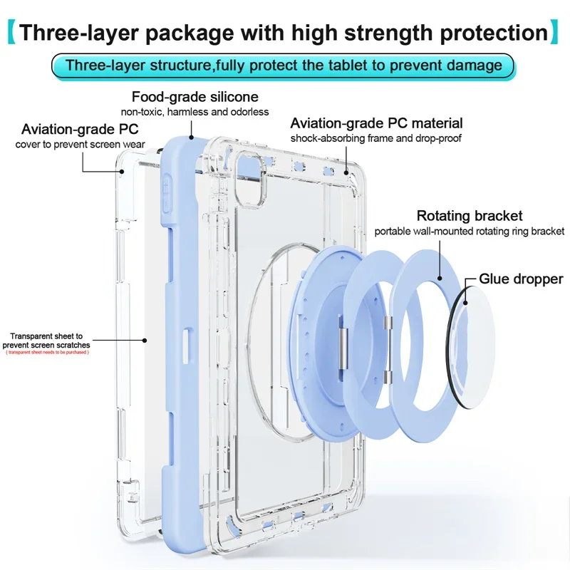 For iPad Air 11 5th 4th 10.9 Case iPad 10th 10.2 7th 8th 9th Generation Crystal Armor Tablet Cover for iPad Pro 11 13 inch Funda