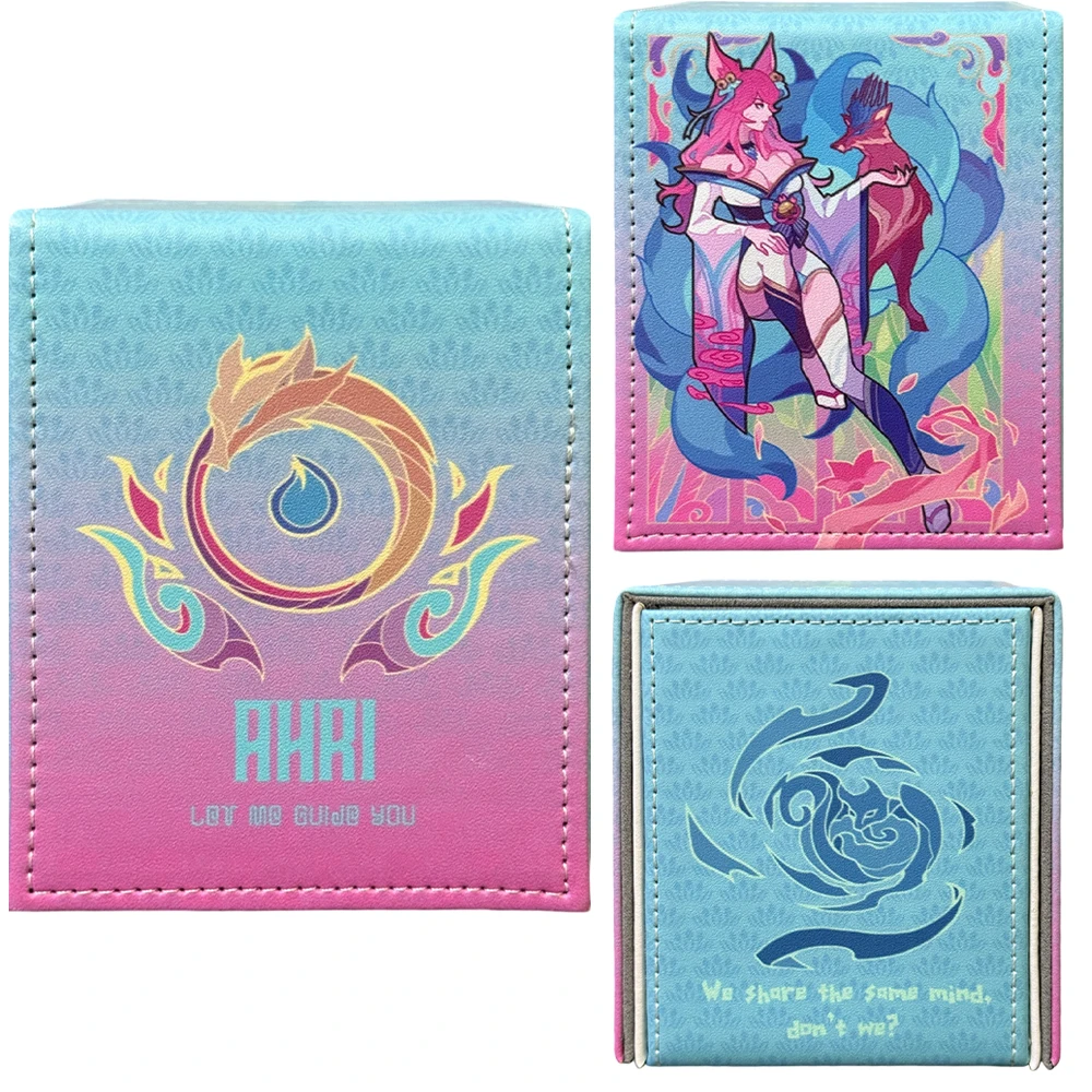 Diy self-made riftbound ahri flip deck caso premium couro tcg caixa de armazenamento de cartão para ptcg opcg ws
