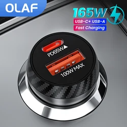 Olaf 165W QC3.0 USB C Car Charger PD Type C Super Fast Charging Car Phone Charger Adapter For iPhone 14 13 Samsung Huawei Xiaomi