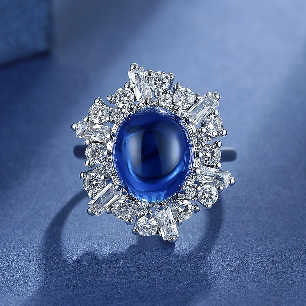 

925 Sterling Silver Elegant Micro-inlaid Diamond Ice Flower Zircon Ring Birthday Anniversary Wedding Party Gift