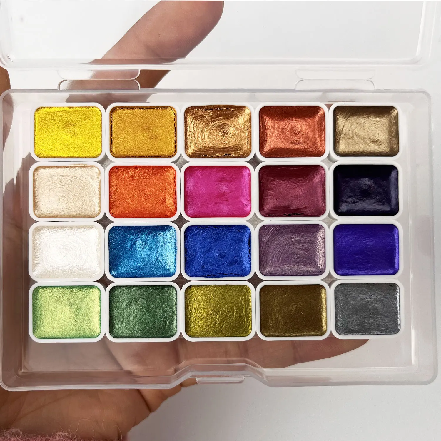 20 لونًا من ألوان مائية لؤلؤية، صبغة دونهوانغ، تغليف صلب للرسم الصيني، خط ثانغكا، رسم ملون، إلخ