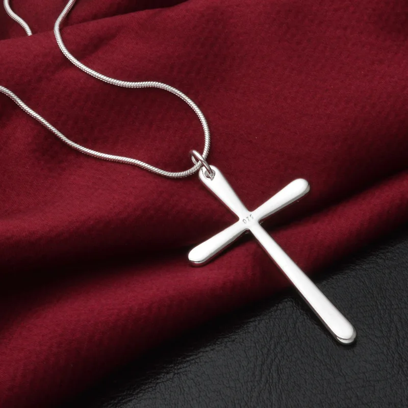 Women/Men Jewelry Wholesale Trendy 925 Sterling Silver Cross Pendant Necklace Punk Style Fast Shipping