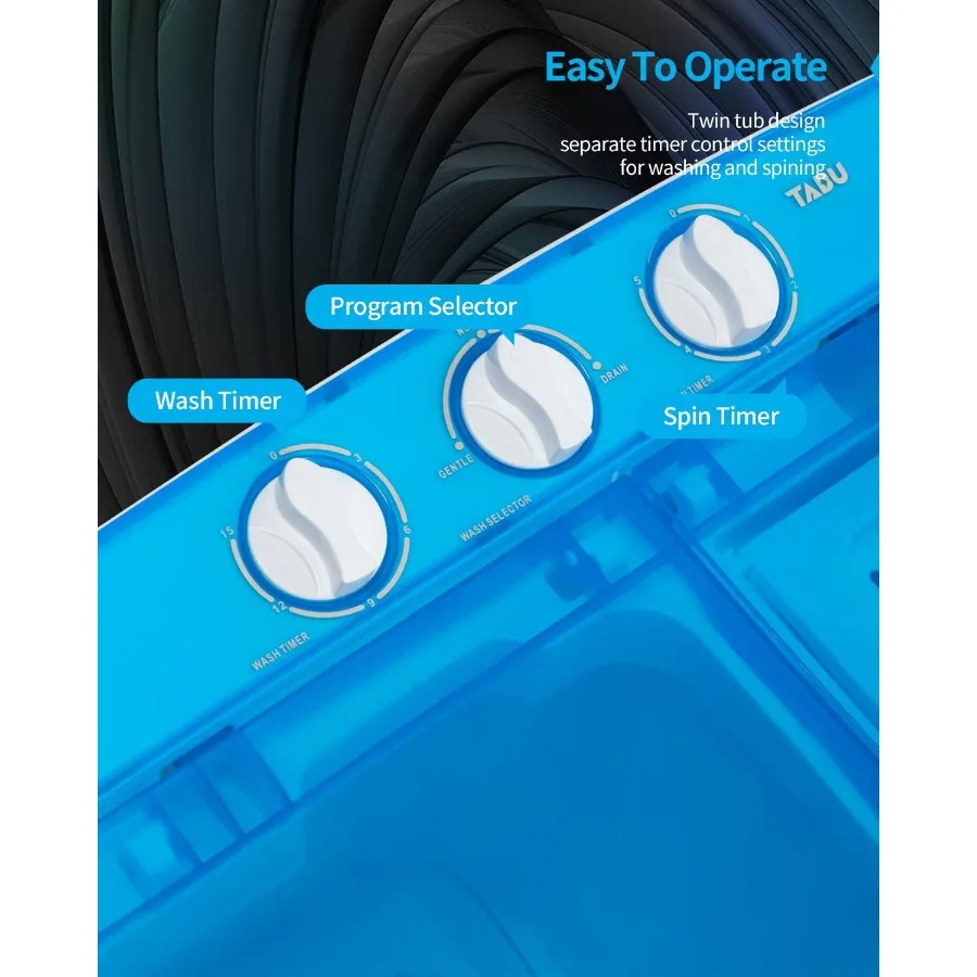 غسالة محمولة مدمجة بسعة 16.5 رطل وتصميم حوض مزدوج للغسيل الفعال ودورة الدوران المثالية للشقق