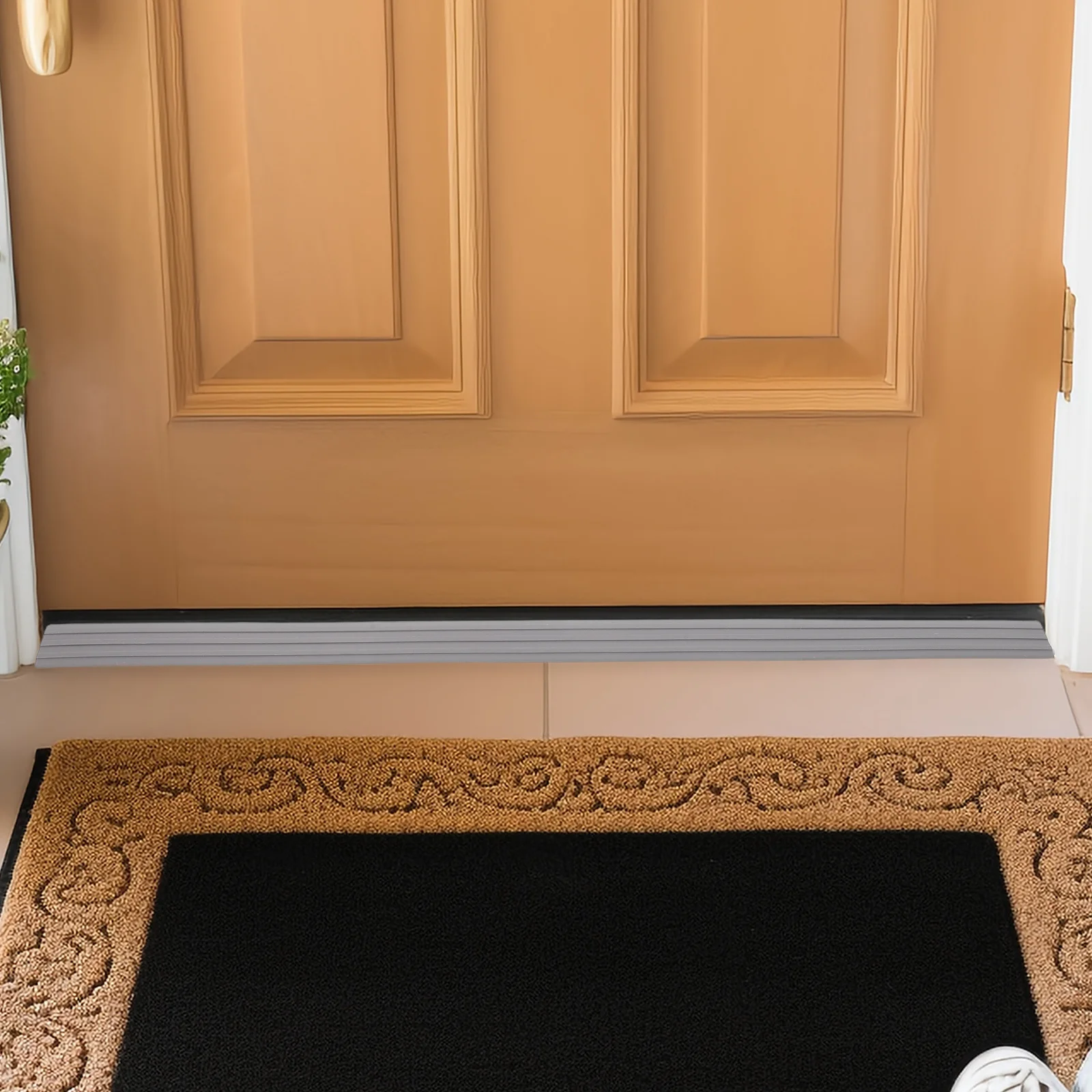 Self-Adhesive Transition Strips Gray Floor Threshold Ramp Mat for Sweeping Robot Doorway Entryway Mobility Enhanced Smooth