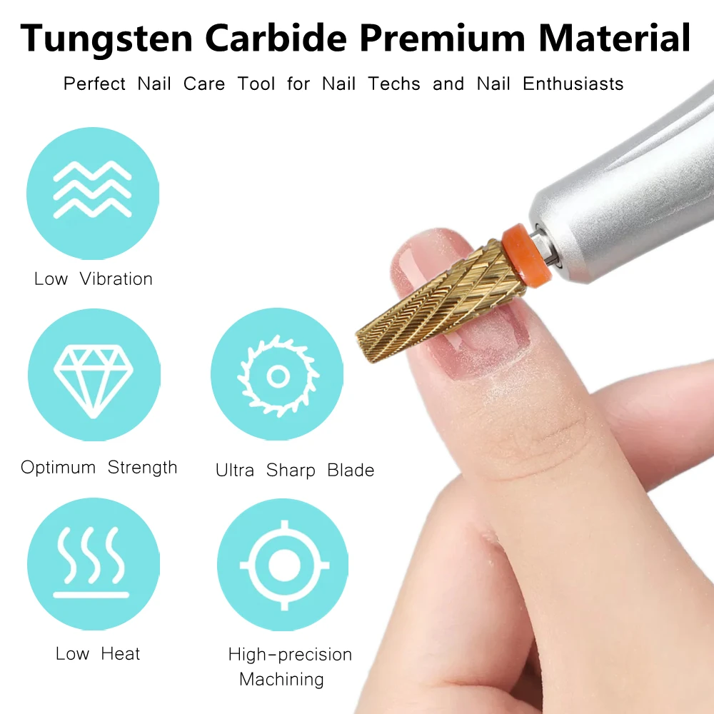 New Tungsten steel Carbide Nail Drill Bit Tapered Milling Cutter for Manicure Remove Gel Acylics Tool Nails Drill Accessories