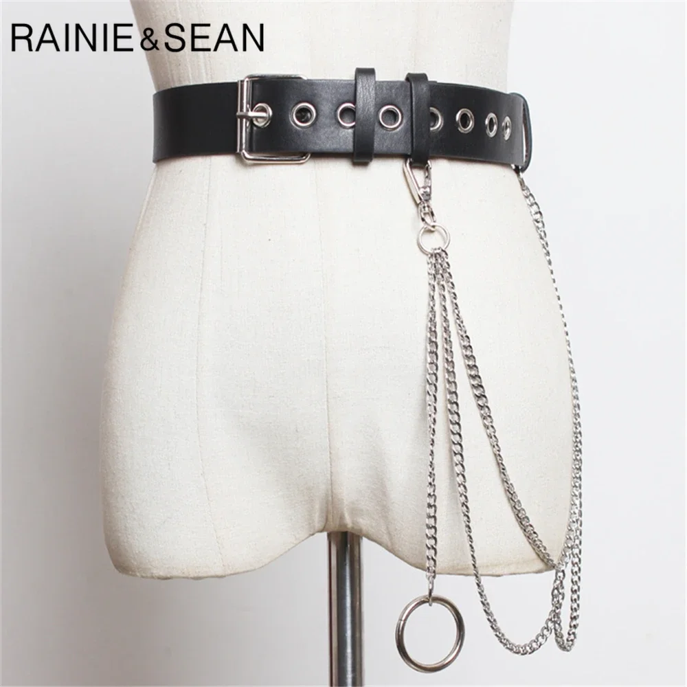 rainie-sean-真新しいファッションデザインパンクロック女性ベルトチェーンリベットピンバックルレディースウエストベルトアクセサリー-101-センチメートル