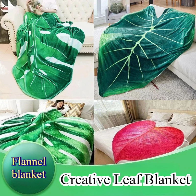 

Flannel Leaf Blanket,Home Air Conditioning Cover Blanket,Dormitory Office Nap Blanket,Green Household Goods Suitable All Seasons