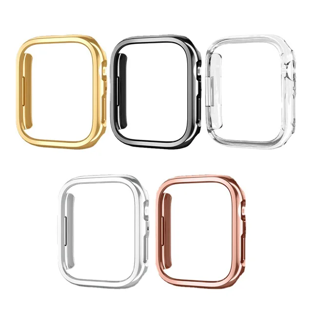 Złota osłona ochronna na obudowę komputera, bumper do Apple Watch Ultra Series 11 10 9 8 7 6 5 4 3 SE, kompatybilna z ramką iWatch, bez szkła.
