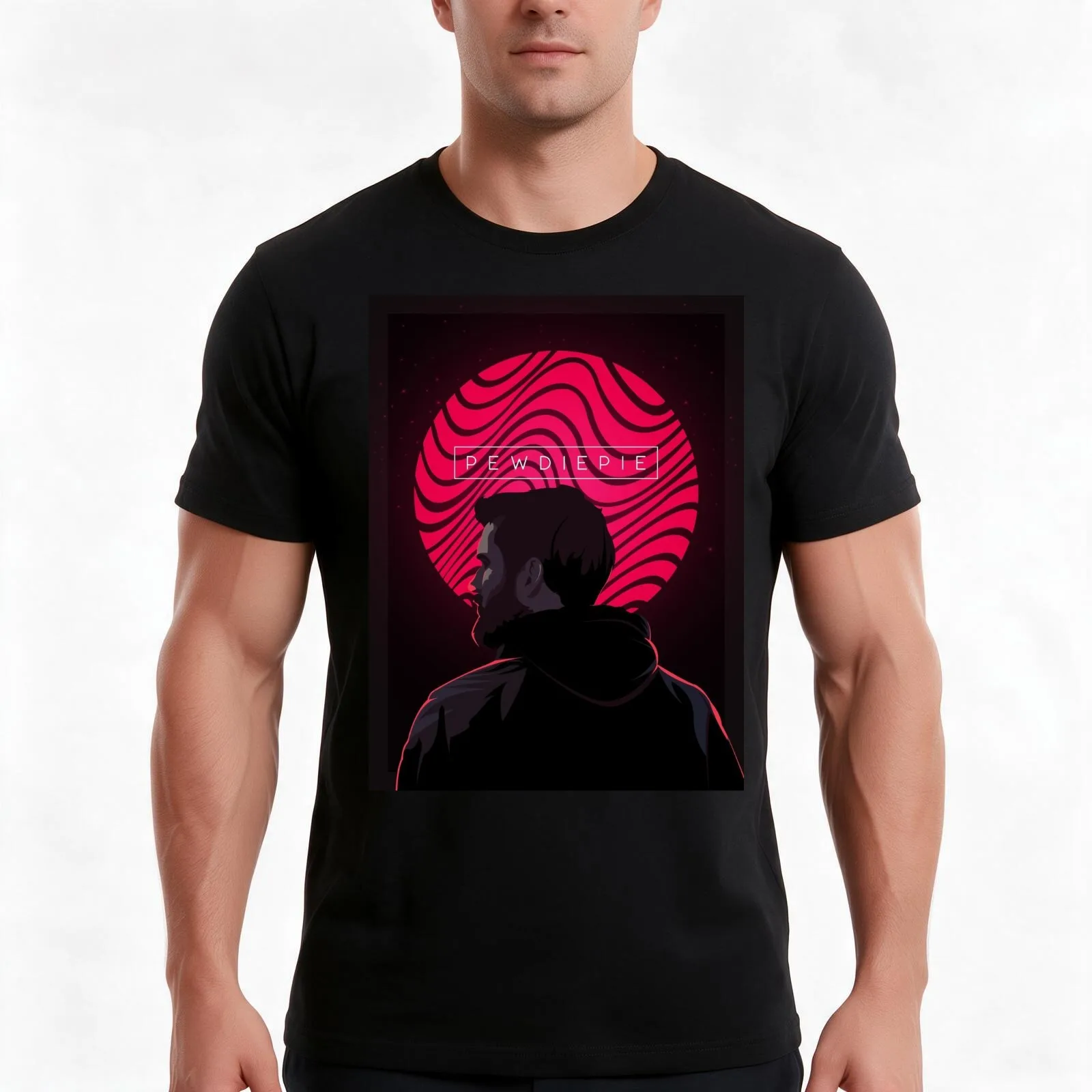 Pewdiepie Art Work T-Shirt, Summer Casual Cotton Tee, Oversized Streetwear Tops, Vintage Graphic Print, Loose Fit Short Sleeve