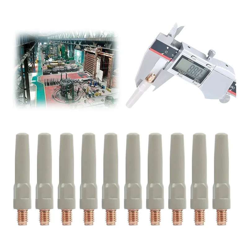

ABVT-Set Of 10 High-Temperature Coated 45MM Tips For MIG Welding, Compatible With 200A & 500A CO2 Torches