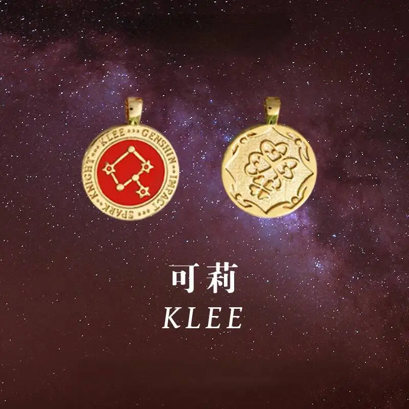 Juego Cosplay Tartaglia Zhongli Klee Xiao Venti Hu Tao constelación doble cara moneda colgante collar regalo
