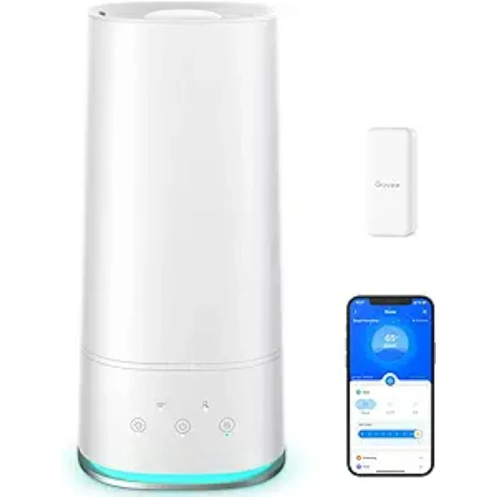 

4L Smart Humidifiers for Bedroom with Hygrometer Thermometer, WiFi Voice & Remote Control, Top Fill Cool Mist Humidifiers