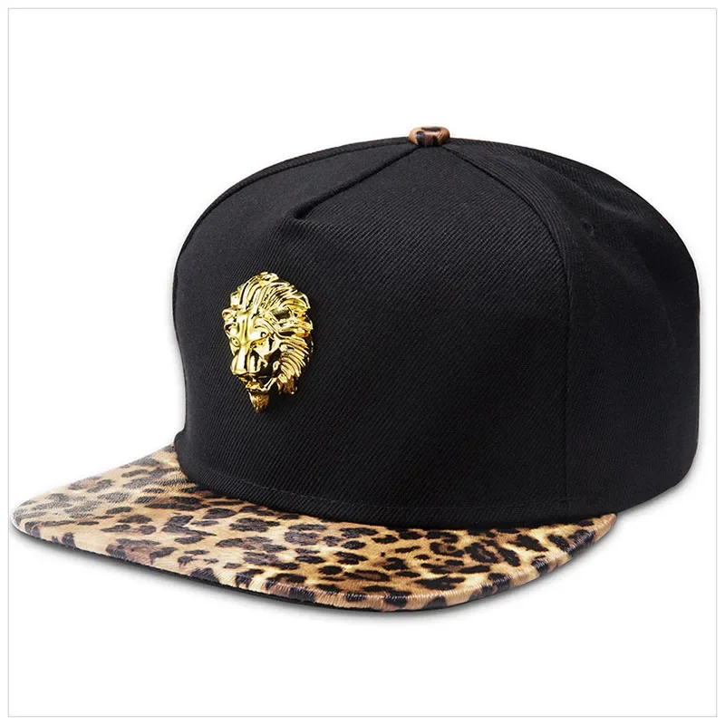 Männer Frauen Sommer Sport Sonnenschutz Hip Hop Punk Einstellbare Baumwolle Flachen Hut Niet Lion Kopf Schädel Sonnenschirm Baseball-Cap P53 – Detail 6