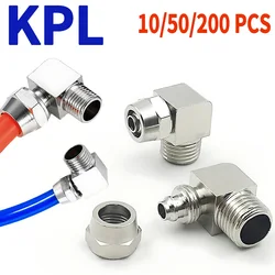 10 PCS PL Quick Fastening Brass Nickel Plated Elbow Connector for Pneumatic 1/8