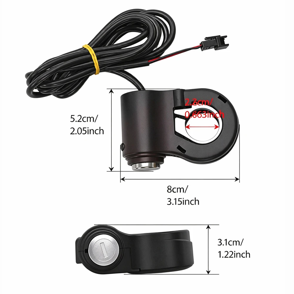 12V-72V Universal 7/8'' 22mm Electric Scooters Thumb Lock Kit with Handlebar Switch Scooters Cafe Racer Old School Bobber