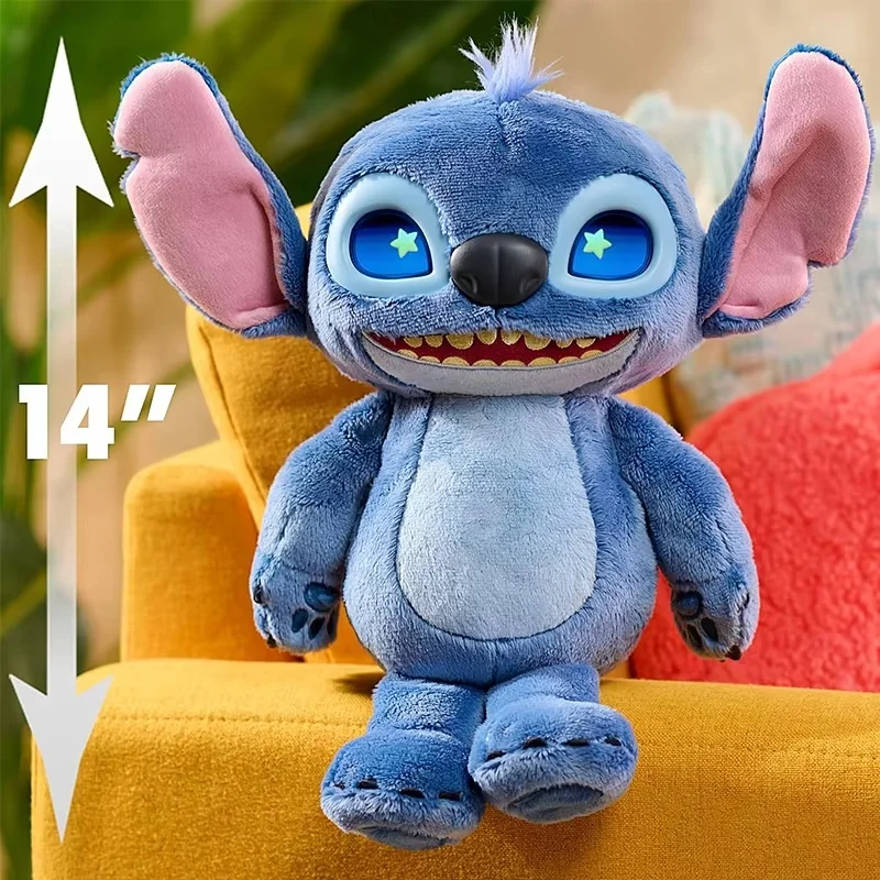 

35 см Disney Lilo & Stitch Экспрессивные ЖК-глазы 50 звуков Efffectsi Stitch Плюшевая игрушка Милая пушистая мягкая подушка Удобная кукла в подарок