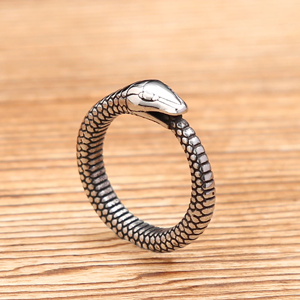 Vintage Simple Norse Viking Ouroboros Rings For Men Women Stainless Steel Punk Biker Animal Snake Ring Fashion Jewelry Gifts