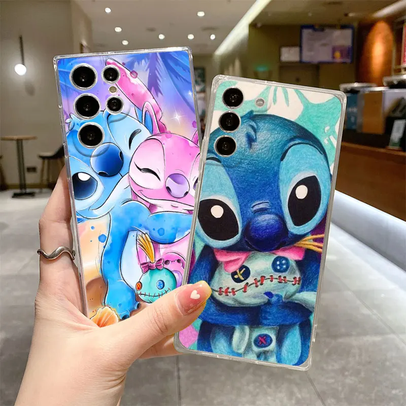 Cute Disney Stitch Phone Case for Samsung Galaxy S20 FE S21 S22 Ultra Note 20 Ultra 10 Plus 8 9 Silicone Transparent Bumper