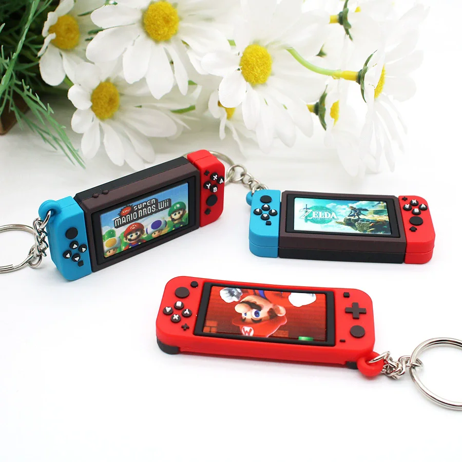 Chibi Switch Model Keychain Mini Game Boy Key Chain Car Bags Pendant For Men Phone Key Ring Toys Birthday Gift
