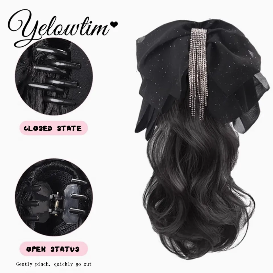 Synthetic 10inch 12inch 14inch 16inch ponytail wig for women with long curly hair high ponytail, bow tie low braid fake ponytail