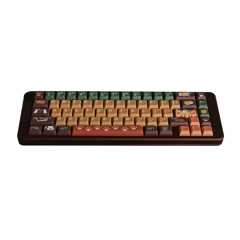 

Customized KCA Profile Cat Tea Restaurant Keycaps With ISO Enter Key 6.25u 7u Spacebar Dye Sublimation For Mechanical Keyboard